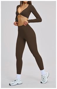 Conjunto de Yoga Personalizado para Mujer, Talla Grande, Leggings y Top de Manga Larga con Logotipo Frontal, Ropa Deportiva, Marca Privada OEM - Product Image 2