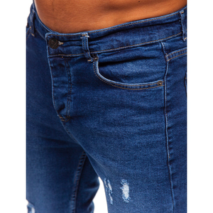 Classic skinny fit denim <b>jeans</b> for men in stretchable cotton fabric with mid rise <b>waist</b> and modern tapered leg design - Product Image 5