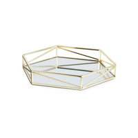 Plateau en verre cannelé doré en métal personnalisé, plateaux de rangement de luxe rectangulaires, durables, pour bijoux, salon