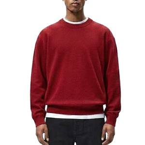 Men's Solid Red Knitted Pullover Sweater Full Sleeve Autumn Wear - Product Image 6