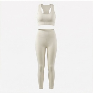 Female <b>Sexy</b> Gym Wear Custom Logo Two Piece Activewear Women <b>Set</b> Breathable Fitness <b>Bra</b> Leggings Girl Plain Outfit Gear - Product Image 1