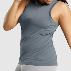 Sleeveless Solid Eco-Friendly Breathable Quick Dry Plus Size 100% Polyester Knitted Tank Top for Women's <b>Athletic</b> - Product Image 3