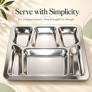 Bandeja de Comida de Acero Inoxidable con 6 Compartimentos, Plato Rectangular para Servir Comida, Vajilla para Buffet, Restaurante y Hogar - Product Image 4