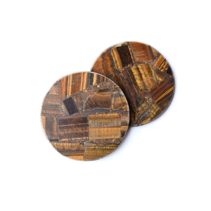 Posavasos de ojo de tigre de alta calidad en oferta, posavasos redondos de piedra de cristal para bebidas de mesa con soporte para café para el hogar - Product Image 4