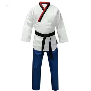 Uniforme de Karate Unisex para Adultos, 100% Algodón Transpirable, Blanco con Cinturón Negro, Corte Regular, Ropa de Artes Marciales - Product Image 4