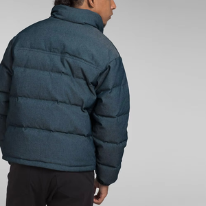 Men's Blue Puffer Jacket Windproof Winter Outerwear Stand Collar Zipper Closure Casual Style Thick Polyester <b>Wadding</b> - Product Image 5
