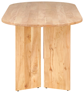 Table à manger moderne en bois massif d'acacia, design minimaliste élégant, forme ovale, base sur piétement, pour restaurant, maison, cuisine - Product Image 4