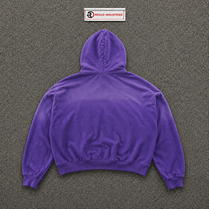 Sudadera con Capucha y Cremallera para Hombre, Color Morado, Talla Grande, Diseño de Corazón, Informal, de Algodón Tejido, con Logotipo Frontal, Estilo Otoñal, Ropa Urbana - Product Image 6