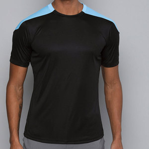 T-shirt sportif en polyester tricoté sur mesure pour hommes, idéal pour l'entraînement en salle de sport professionnel, tissu respirant à séchage rapide, kit de fabrication OEM - Product Image 1