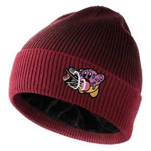 Unisex Ribbed <b>Knit</b> Beanie Hat Solid Color Winter Warm Cap Casual Style <b>for</b> Adult Head Circumference Character Embroidery - Product Image 4