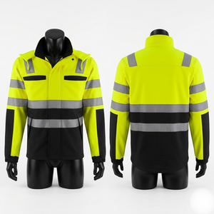 High Visibility Orange Polar <b>Fleece</b> <b>Work</b> Jacket 320 GSM Reflective Panel Safety Custom Embroidery - Product Image 4