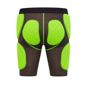 Premium Quality Adult American Football Neon Green Padded <b>Compression</b> Shorts Summer Sports Wear Protective Pads Custom Position - Product Image 2