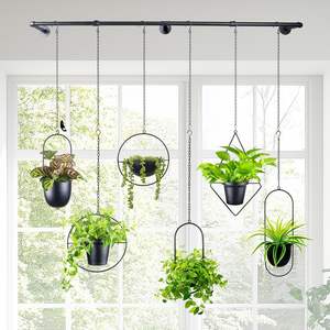Suspension décorative moderne en métal noir pour plantes suspendues, idéale pour balcon, plafond, salon, décoration botanique, art pour la maison. - Product Image 5