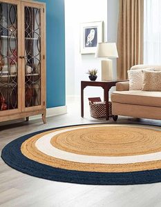 Eco Friendly Hand Braided Jute & Cotton Area Rugs Non-Slip Custom <b>Floor</b> Carpet for Living Room Camping & Prayer Use - Product Image 1