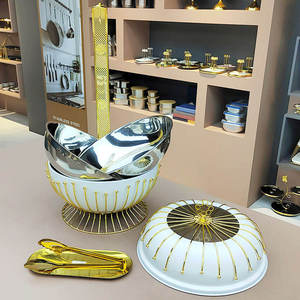 Luxury Round Lattice Chafing Dish Stainless Steel <b>Buffet</b> Food Warmer Ornate Gold White Black Catering <b>Server</b> for Hotel - Product Image 6