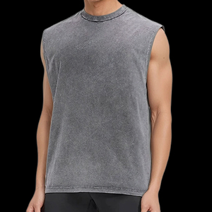Custom Streetwear Men's Vest Tank Top T Shirt Men Acid Washed Vintage Sleeveless T-shirt - Product Image 4