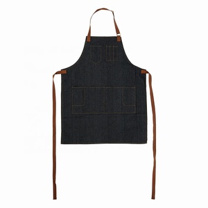 Denim Workshop <b>Apron</b> With Multiple Pockets And Leather Straps Durable For Barber Or Kitchen Use - Product Image 2