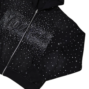 Custom <b>Rhinestone</b> Winter Oversized Zip Hoodie Black Bling Crystal Personalized Logo Design Luxury Streetwear <b>Jacket</b> Men - Product Image 5