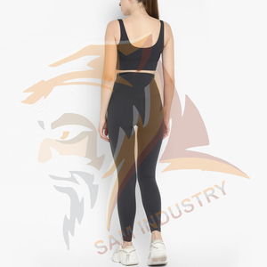 Ensemble de yoga pour femmes avec logo personnalisé, en spandex/polyester, sans manches, séchage rapide, respirant, motif uni - Product Image 2