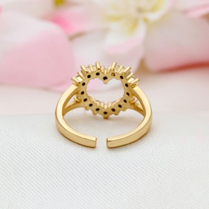 Anillo de Corazón de Plata de Ley 925 Chapado en Oro con Circonita Cúbica, Joyería Linda y Dulce para Mujer, Anillos de Compromiso con Corazón para Mujer - Product Image 4