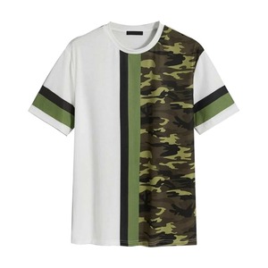 เสื้อคอกลมแขนสั้นลายพรางสำหรับผู้ชายเสื้อยืดแบบปิดสีแบบถักทรงพอดีตัวปกติสไตล์ลำลองตัดสีตัดกัน - Product Image 3