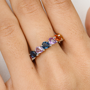18K <b>Gold</b> Pear Cut Multi Sapphire Cluster <b>Ring</b> for Women - Product Image 1