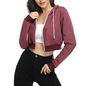Sweat à capuche court pour femme, manches longues, imprimé abstrait, tricoté en polyester, décontracté, pour le printemps - Product Image 4