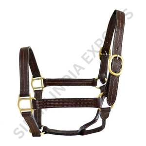 Cabestro para Caballo de Cuero Genuino SIE, Triple Costura con Herrajes de Latón Sólido, Collar Ajustable Premium para Equitación - Product Image 2