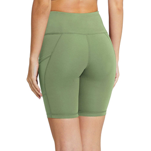 Shorts décontractés sportifs pour femmes à taille mi-haute avec poches, respirants, taille élastique, en toile tricotée, coupe ajustée, séchage rapide, anti-plis - Product Image 4