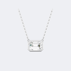 Collier solitaire serti de diamants de laboratoire taille émeraude 0,50 CTW |   Bijoux raffinés intemporels pour un usage quotidien - Product Image 2