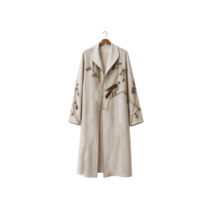 Kaftan blanc mini avec détails lacés, coupe ample, manches longues, tenue modeste, longueur mi-mollet, en coton, col en V, vêtements pour femmes - Product Image 3