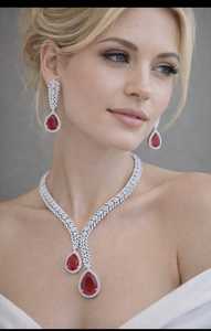 Colgante nupcial de circonita azul, chapado en plata, elegante collar de boda, regalo de cumpleaños para mujer - Product Image 3