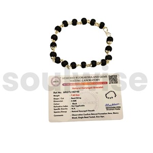 Karungali <b>Bracelet</b> Unisex | 8mm Natural Ebony Wood Beads | Silver Plated Caps | Siddha Spiritual Protection <b>Bracelet</b> - Product Image 5