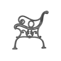 Banc de jardin circulaire en fonte orné avec panneau latéral, pour villa de luxe, avec accoudoirs, cadre de mobilier de patio et bras de parc
