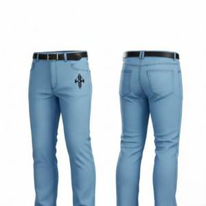 Jeans d'été pour hommes de qualité supérieure, 100% coton, légers, respirants, coupe droite mi-haute, denim délavé, personnalisés RIVIAN - Product Image 6