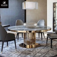 Hochwertiges Modernes Luxuriöses Rundes Esstisch- und Stuhlset für 4, 6 und 8 Personen Wohnzimmer- und Esszimmermöbel-Design