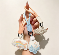Porte-clés en cuir PU créatif et durable, motif animaux marins mignons, pendentif pour sac d'école, taille 4cm*5cm, cadeau idéal pour la rentrée scolaire - Vente en gros