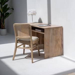 Escritorio de Madera Vandana Vesta Novara con Puerta de Ratán, Diseño Moderno de Estación de Trabajo en Madera Sólida Natural - Product Image 2