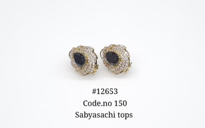 Boucles d'oreilles en zircon cubique 12653Stud, motif fleur jaune et pierre précieuse verte, forme goutte, serties griffes, en laiton plaqué Mehandi, pour femme, bijoux de fête - Product Image 4