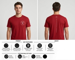 T-shirt pour homme à coupe classique avec motif, manches courtes, col rond, coton biologique, hip-hop, écologique, 300g, blanc, rouge, noir - Product Image 4