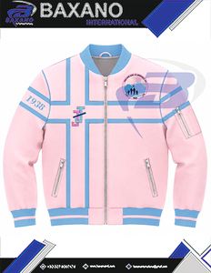 แจ็คแอนด์จิล ออฟ อเมริกา เสื้อแจ็คเก็ตวาร์ซิตี้สำหรับผู้หญิง สีน้ำเงิน ปักตัวอักษรกรีก ซิปด้านหน้า สไตล์พรีปปี้ คอปกและปลายแขนเสื้อปักตัวอักษร - Product Image 4