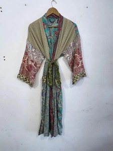 Vintage Patchwork Silk Sari <b>Kimono</b> Robe Bohemian Front Open Luxury <b>Kimono</b> Robe <b>Beach</b> Party Wear <b>Kimono</b> Bathrobe - Product Image 2