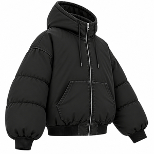 Men's Casual Sports Zipper Hoodie Coat Solid Color Slim Fit Puffer <b>Jacket</b> Eco-Friendly Breathable Winter Sportswear Cotton Lined - Product Image 3