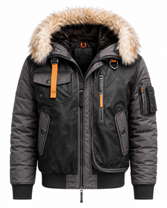 Veste matelassée d'hiver personnalisée haut de gamme avec capuche en fausse fourrure, style streetwear décontracté, fermeture éclair, très chaude, pour homme et femme - Product Image 1