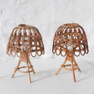Fournitures de décoration lumineuse en gros, ensemble de lampes de table en bois naturel, lampes en rotin, centre de table - Product Image 1