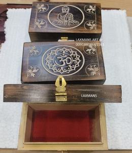 Cajas de joyería talladas de madera al por mayor, Cajas de Regalo talladas de Buda y Ganesh, material de PC de India - Product Image 1