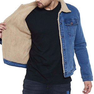 Men's Distressed Denim <b>Jacket</b> with Sherpa Lining Zipper Fly Casual Fit <b>Gothic</b> Patchwork Animal Print Summer Autumn Wear - Product Image 1