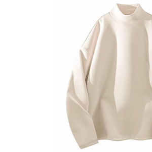 T-shirt basique à col montant pour femme, manches longues, coupe ajustée, confortable, uni - Product Image 3