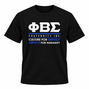 T-shirt graphique bleu roi et noir Phi Beta Sigma pour homme, motif lettres grecques personnalisées pour le service, manches courtes, col rond - Product Image 3