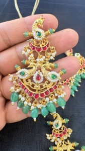 Conjunto de Collar Étnico Chapado en Oro con Rubíes y Piedras Verdes, Borla de Cuentas para Mujer, Joyería de Boda - Product Image 6